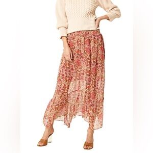 NWT MISA Los Angeles Agyness Hibiscus Floral Midi Skirt Sz XS